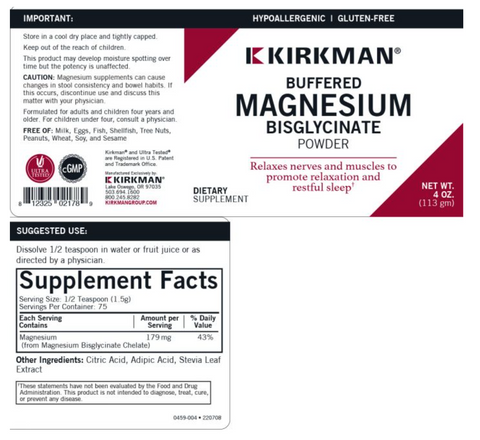 Polvo de bisglicinato de magnesio tamponado 113 gr