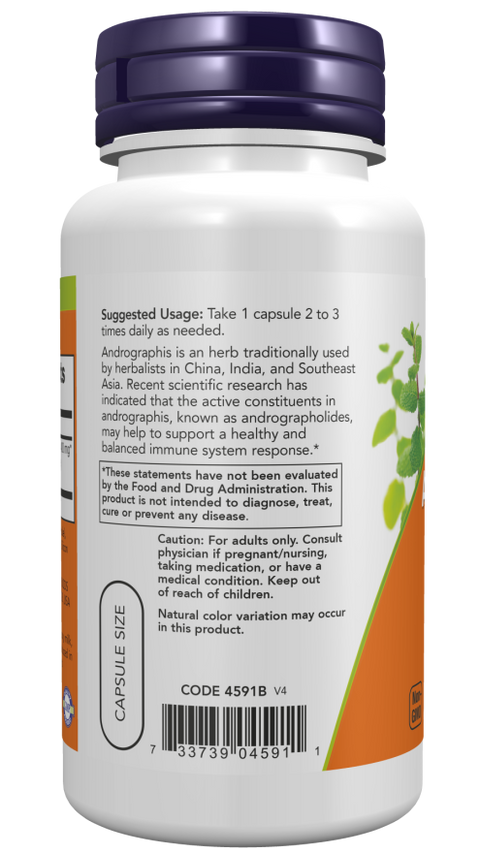 Extrato de andrographis 400 mg NOW Foods – 90 cápsulas vegetais – imagem 3