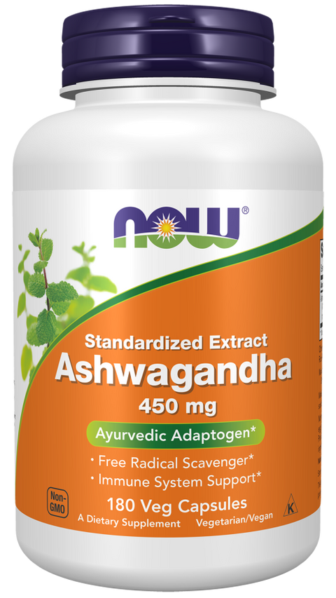 Ashwagandha 450 mg NOW Foods – 180 cápsulas vegetais
