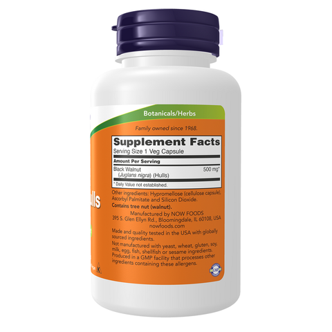 Nogueira negra (Black Walnut Hulls) 500 mg NOW Foods – 100 cápsulas vegetais – imagem 2