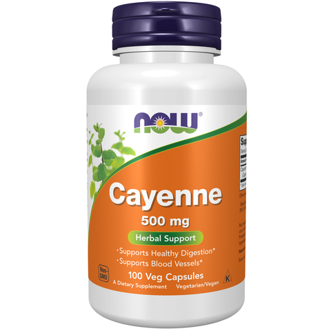 Pimenta caiena (Cayenne) 500 mg NOW Foods – 100 cápsulas vegetais