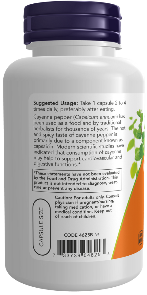 Pimenta caiena (Cayenne) 500 mg NOW Foods – 100 cápsulas vegetais – imagem 3