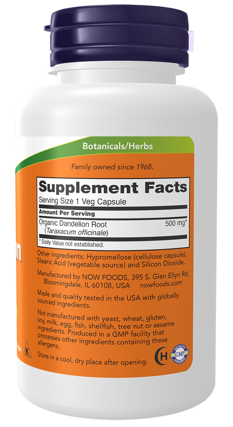 Raiz de dente-de-leão 500 mg NOW Foods – 100 cápsulas vegetais – imagem 2