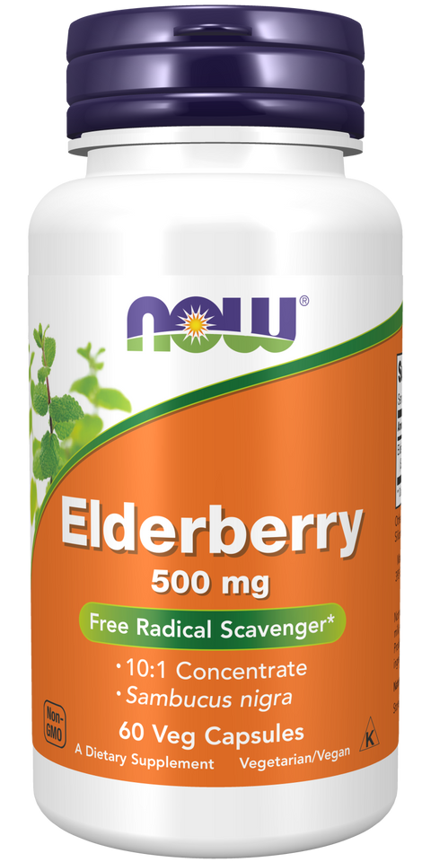 Sabugueiro Elderberry 500 mg NOW Foods – 60 cápsulas vegetais