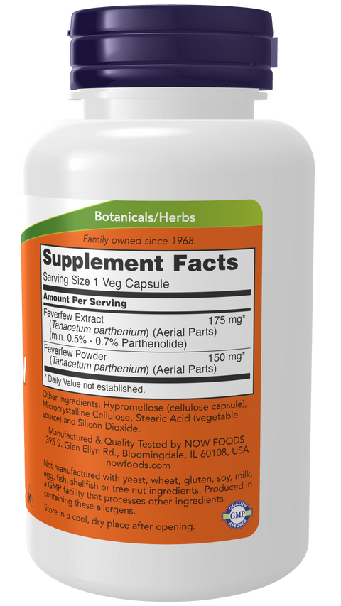 Feverfew tanaceto NOW Foods – 100 cápsulas vegetais – imagem 2