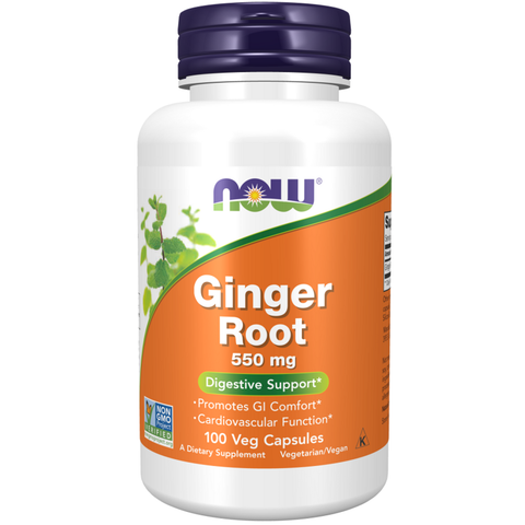 Gengibre em cápsulas 550 mg NOW Foods – 100 cápsulas vegetais