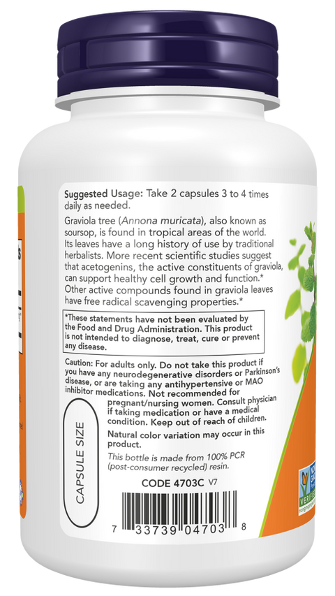 Graviola 500 mg NOW Foods – 100 cápsulas vegetais – imagem 3