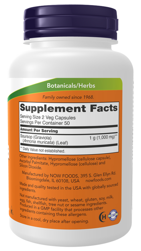 Graviola 500 mg NOW Foods – 100 cápsulas vegetais – imagem 2