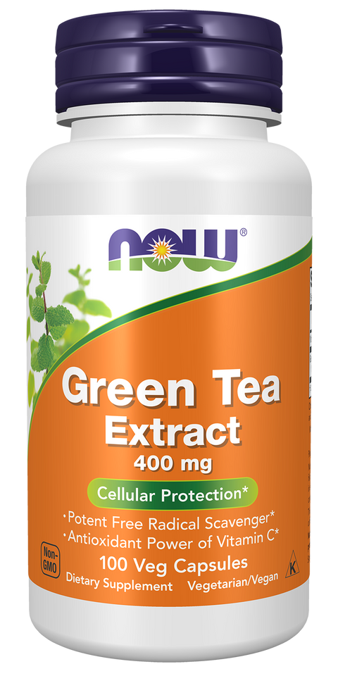 Extrato de chá verde 400 mg NOW Foods – 100 cápsulas vegetais