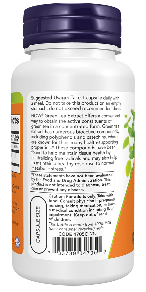 Extrato de chá verde 400 mg NOW Foods – 100 cápsulas vegetais – imagem 3