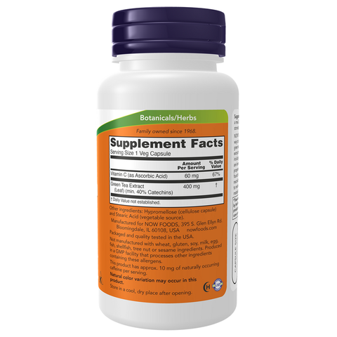 Extrato de chá verde 400 mg NOW Foods – 100 cápsulas vegetais – imagem 2