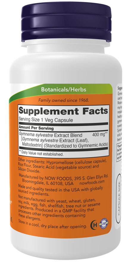 Gymnema sylvestre 400 mg NOW Foods – 90 cápsulas vegetais – imagem 2