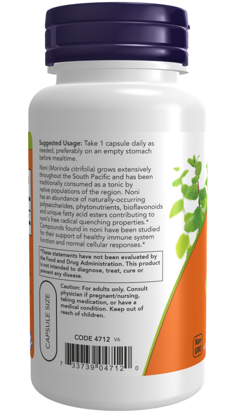 Noni 450 mg Morinda citrifolia NOW Foods – 90 cápsulas vegetais – imagem 3