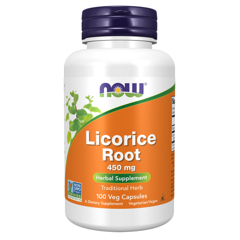 Raiz de alcaçuz 450 mg NOW Foods – 100 cápsulas vegetais