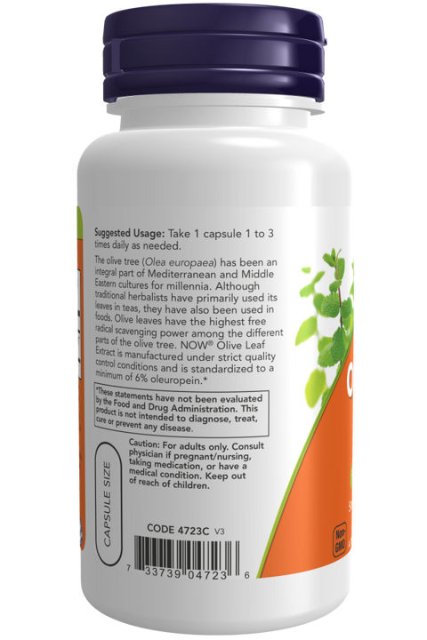 Extrato de folha de oliveira 500 mg NOW Foods – 60 cápsulas vegetais – imagem 3