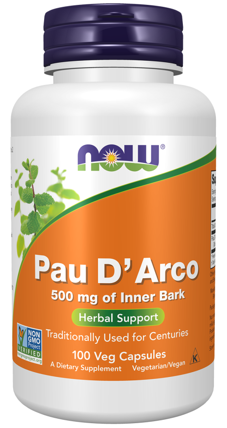 Pau d'arco 500 mg NOW Foods – 100 cápsulas vegetais
