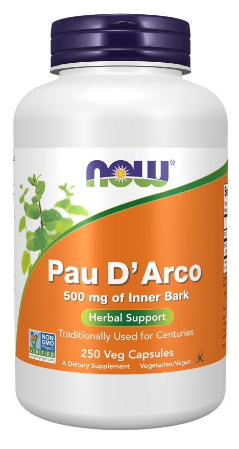 Pau d'arco 500 mg NOW Foods – 250 cápsulas vegetais
