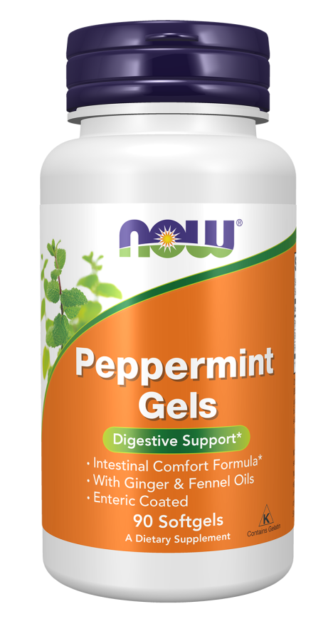 Óleo de hortelã-pimenta Peppermint Gels NOW Foods – 90 cápsulas moles