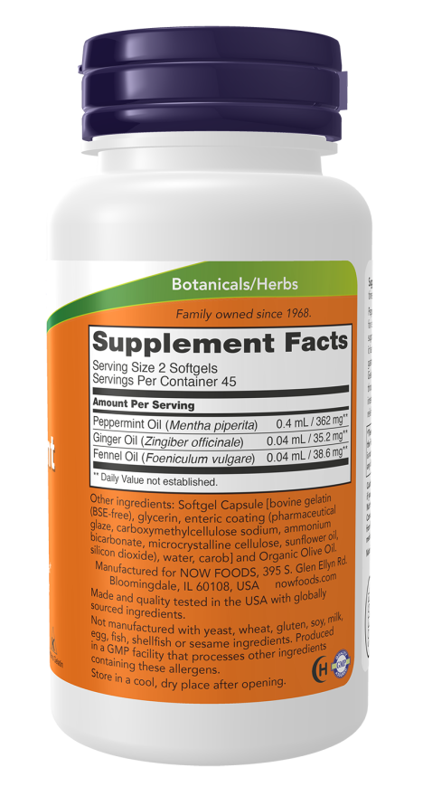 Óleo de hortelã-pimenta Peppermint Gels NOW Foods – 90 cápsulas moles – imagem 2