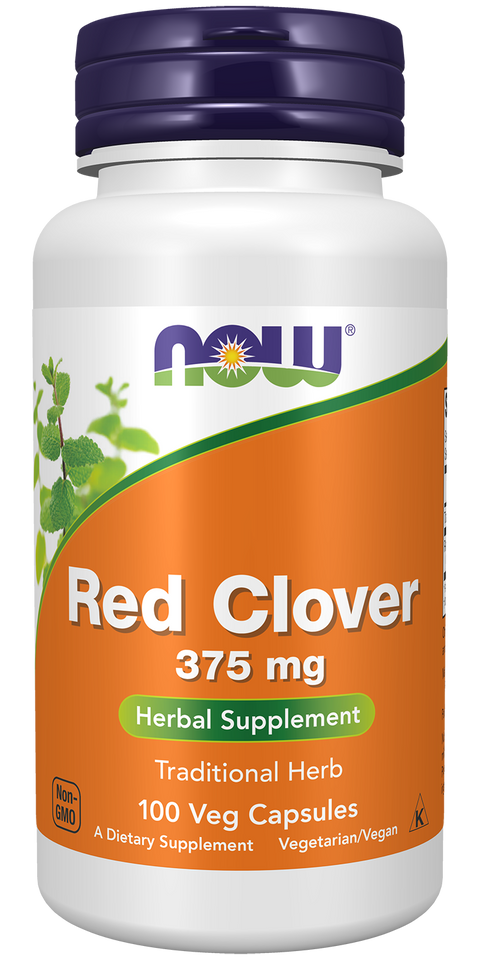 Trevo Vermelho Red Clover 375 mg NOW Foods – 100 cápsulas vegetais
