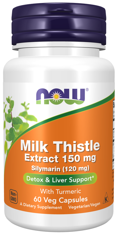 Cardo mariano com curcuma (silimarina) NOW Foods – 60 cápsulas vegetais