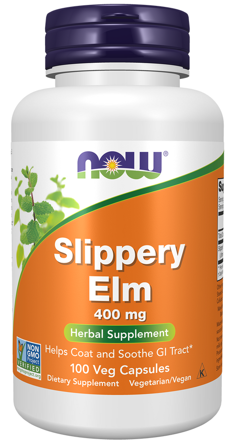 Ulmeiro Vermelho Slippery Elm 400 mg NOW Foods – 100 cápsulas vegetais