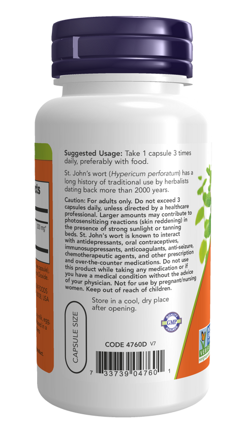 Erva de São João 300 mg NOW Foods – 100 cápsulas vegetais – imagem 3