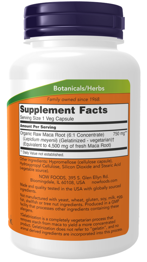 Maca peruana 750 mg NOW Foods – 90 cápsulas vegetais – imagem 2
