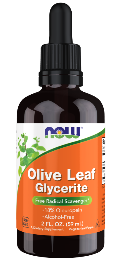 Extrato de folha de oliveira líquido 18% NOW Foods – 59 ml