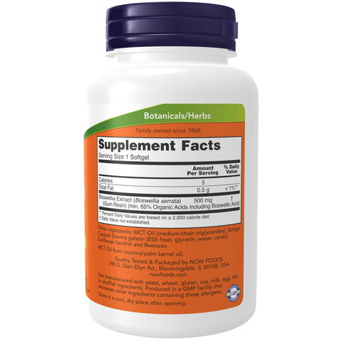 Boswellia extrato 500 mg NOW Foods – 90 cápsulas moles – imagem 2