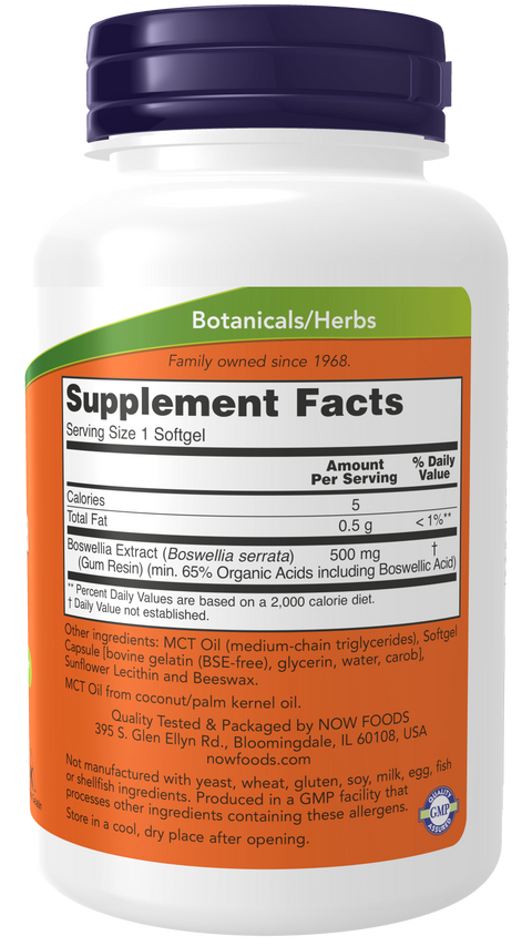 Boswellia extrato 500 mg NOW Foods – 90 cápsulas moles – imagem 2