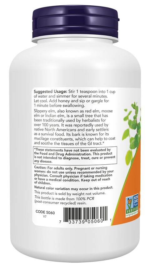 Ulmeiro Vermelho em pó Slippery Elm Powder NOW Foods – 113 g – imagem 3
