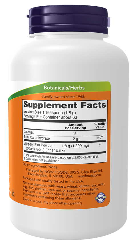 Ulmeiro Vermelho em pó Slippery Elm Powder NOW Foods – 113 g – imagem 2