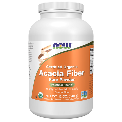 Fibra de acácia biológica em pó NOW Foods – 340 g