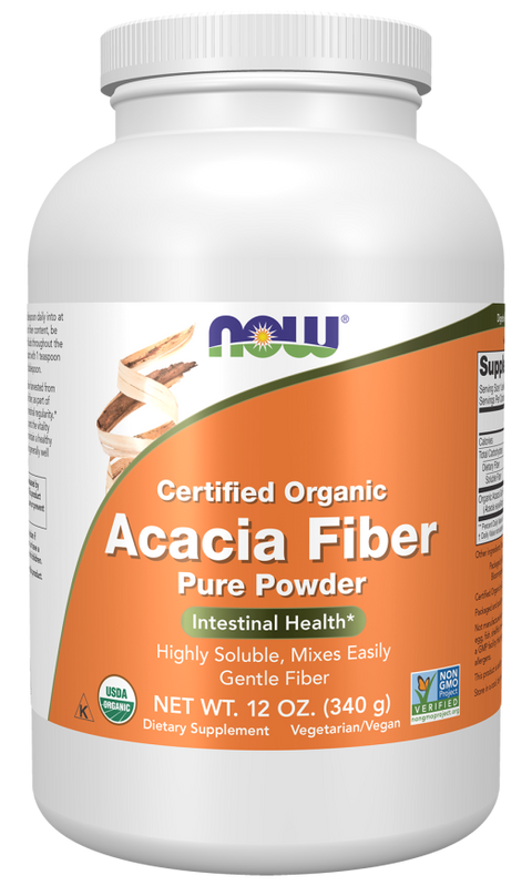 Fibra de acácia biológica em pó NOW Foods – 340 g
