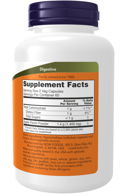 Pectina de maçã 700 mg NOW Foods – 120 cápsulas vegetais – imagem 2