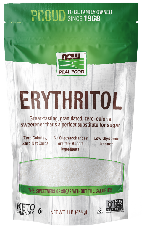 Eritritol NOW Foods adoçante granulado – 454 g