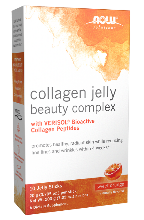 Colagénio hidrolisado em jelly NOW Foods sabor laranja – 10 sticks