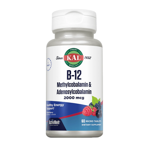 Vitamina B12 Metilcobalamina e Adenosilcobalamina 2000 µg 60 Comprimidos KAL – Viva Saudável