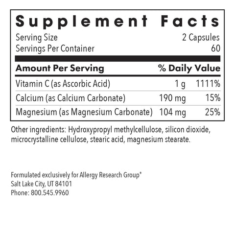 Buffered Vitamin C 120 Caps Allergy Research Group - Viva Saudável