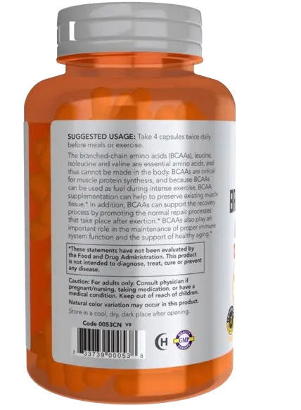 BCAA Branched Chain 120 Caps Now Sports - Viva Saudável