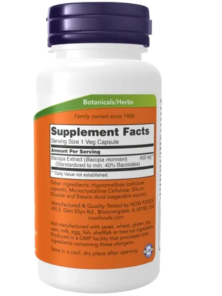 Bacopa Extract 450 mg 90 Vegcaps NOW