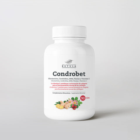 Condrobet Bétula, frasco de 90 comprimidos com glucosamina, condroitina, MSM e vitamina C