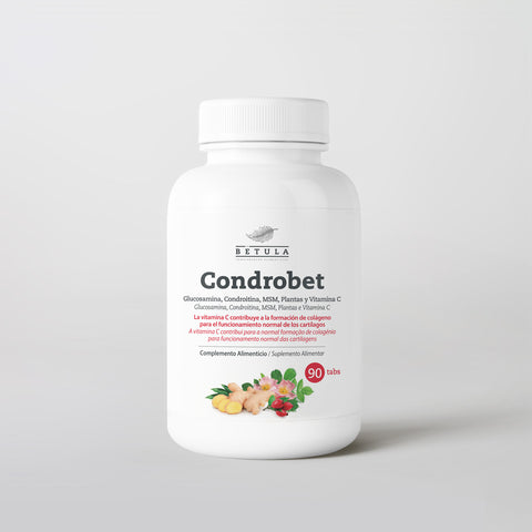 Condrobet Bétula, frasco de 90 comprimidos com glucosamina, condroitina, MSM e vitamina C
