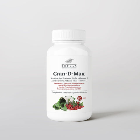 Cran-D-Max Bétula, frasco de 60 cápsulas vegetais com cranberry, D-manose, bétula e vitamina C