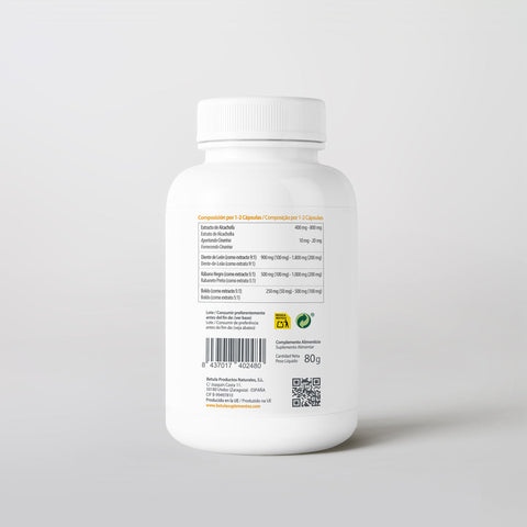 Cynara Complex 100 Caps Bétula — verso com tabela nutricional e ingredientes