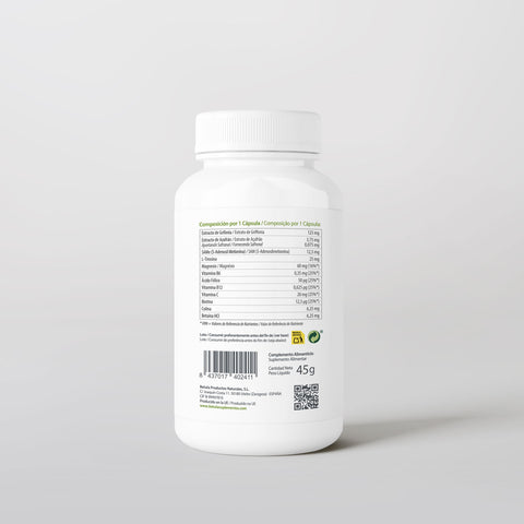 Griffonia Complex 90 Caps Bétula — verso com tabela nutricional e ingredientes