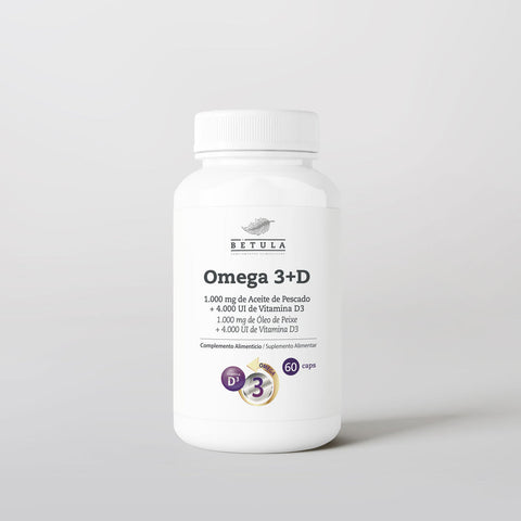 Omega 3 + D Bétula, óleo de peixe com EPA, DHA e vitamina D3, embalagem de 60 cápsulas