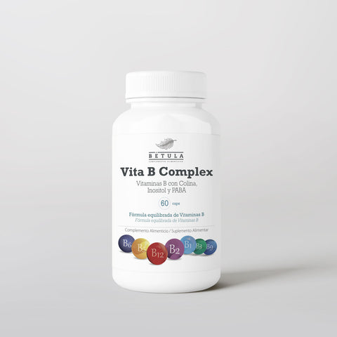 Vita B Complex Bétula, embalagem de 60 cápsulas vegetais com vitaminas do complexo B, colina e inositol