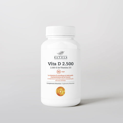 Vita D 2.500 Bétula, embalagem de 90 cápsulas vegetais de vitamina D3 2500 UI